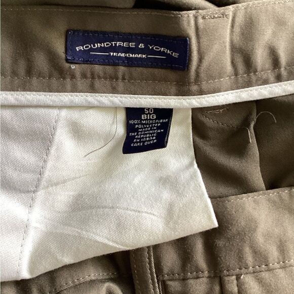 Roundtree & Yorke - Big & Tall Men’s Performance Olive Pleated Short - Sz 50B - Picture 6 of 6